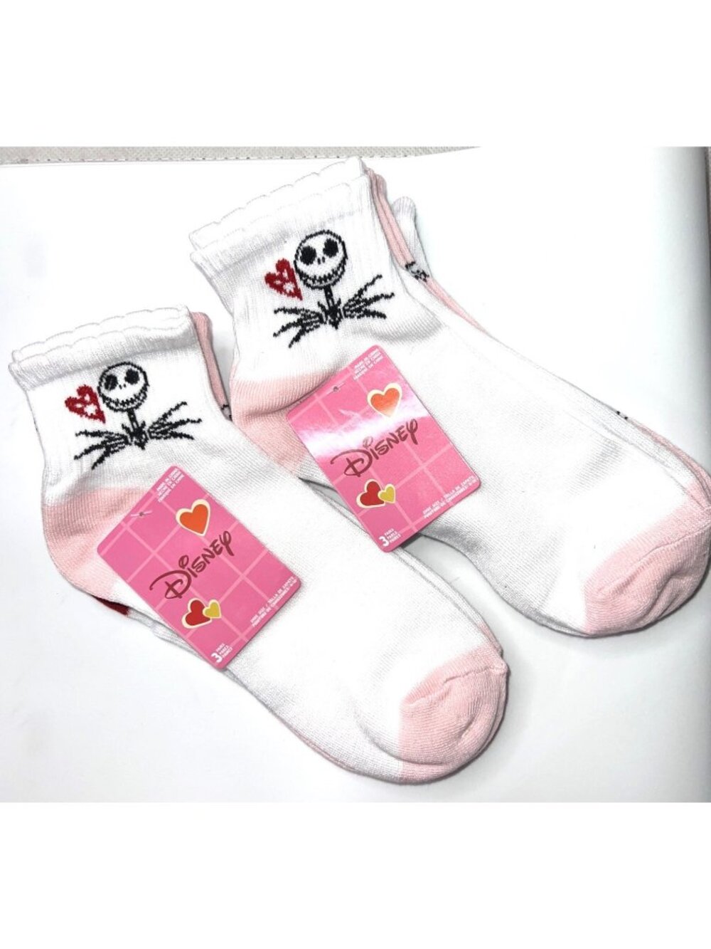 3 Pairs Disney Jack Skellington Ankle Socks Womens Size 4-10